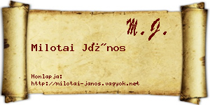 Milotai János névjegykártya